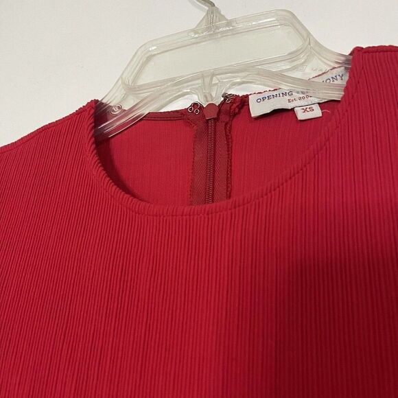 OPENING CEREMONY red ribbed pleated flare mini dress size XS - Picture 4 of 6